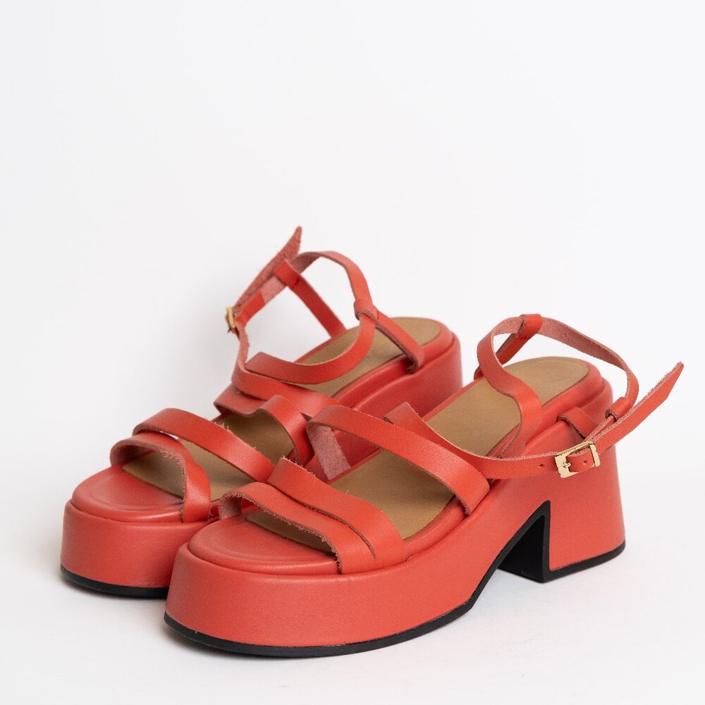 Ganni Red Platform Sandals - Picture 4 of 16